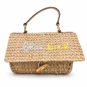 Kate Spade Wicker Maya Blue Bird House Straw Bag Collector Rare As Is